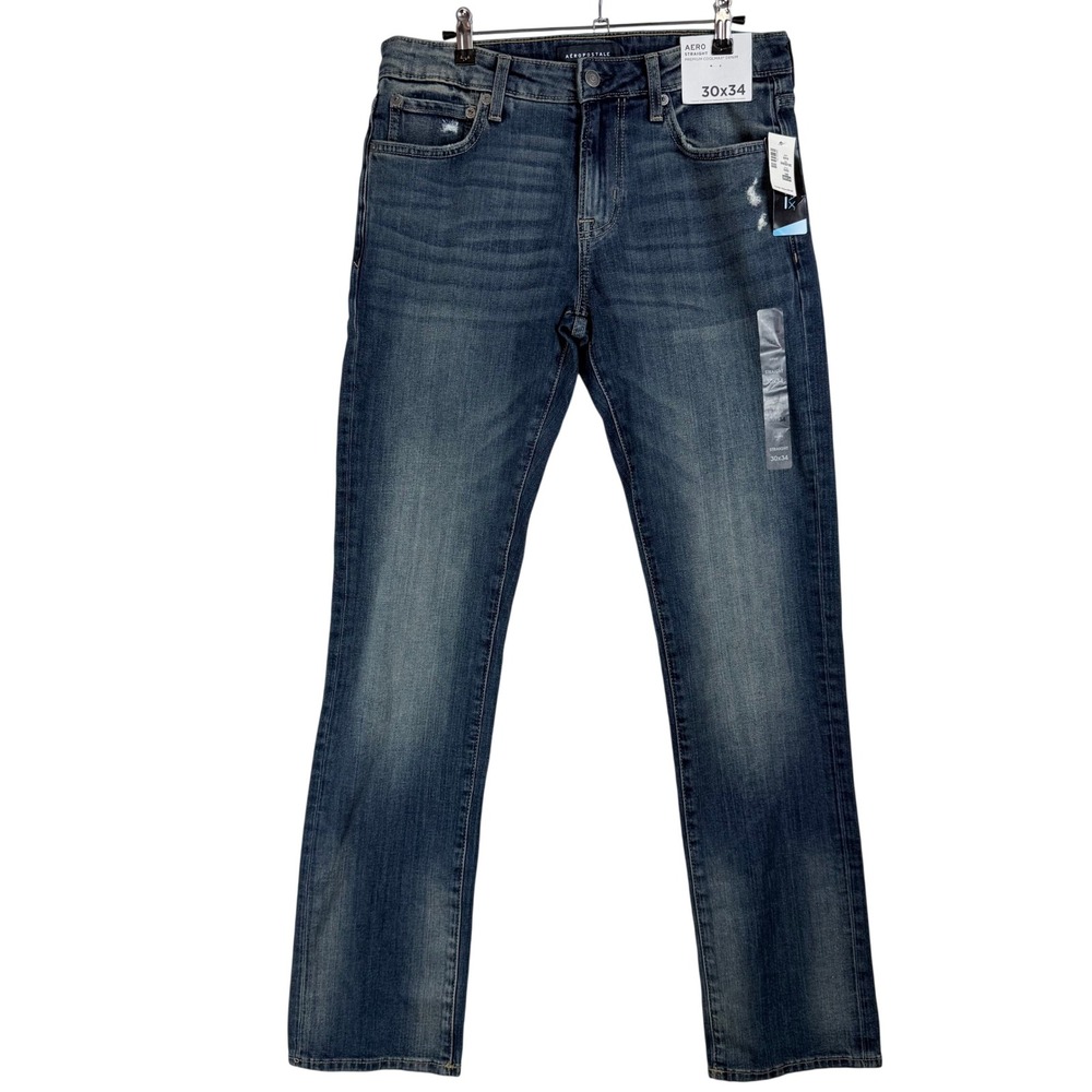 Aeropostale Straight Jeans fits 32x32 Blue Coolmax‎ Distressed Casual Streetwear